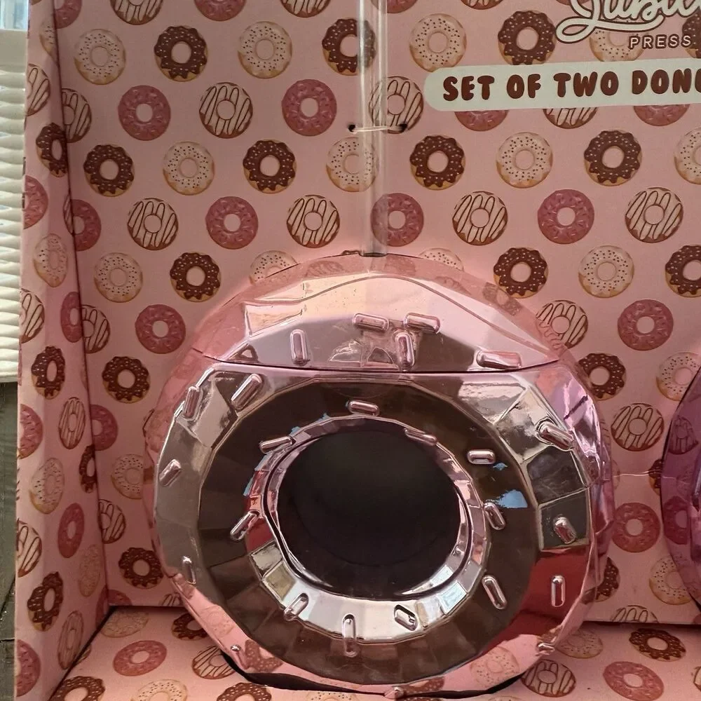 Jubillie Press Balloon Pink Donut Sippers W/ Straw Water Wine Juice Party NEW!